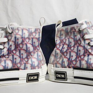 Christian DIOR B23 High-Top Sneakers in Blue and Red Oblique Size 38/US7.5
